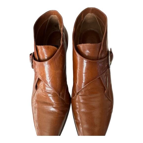 Vintage 9 West Mercedes brown boots with side buckle strap closing size 7.5 - Picture 6 of 16
